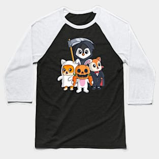 Cute Animals Wearing a Halloween Costume Baseball T-Shirt